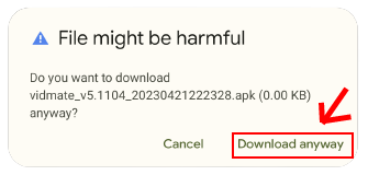 Download VidMate Apk by click download anyway